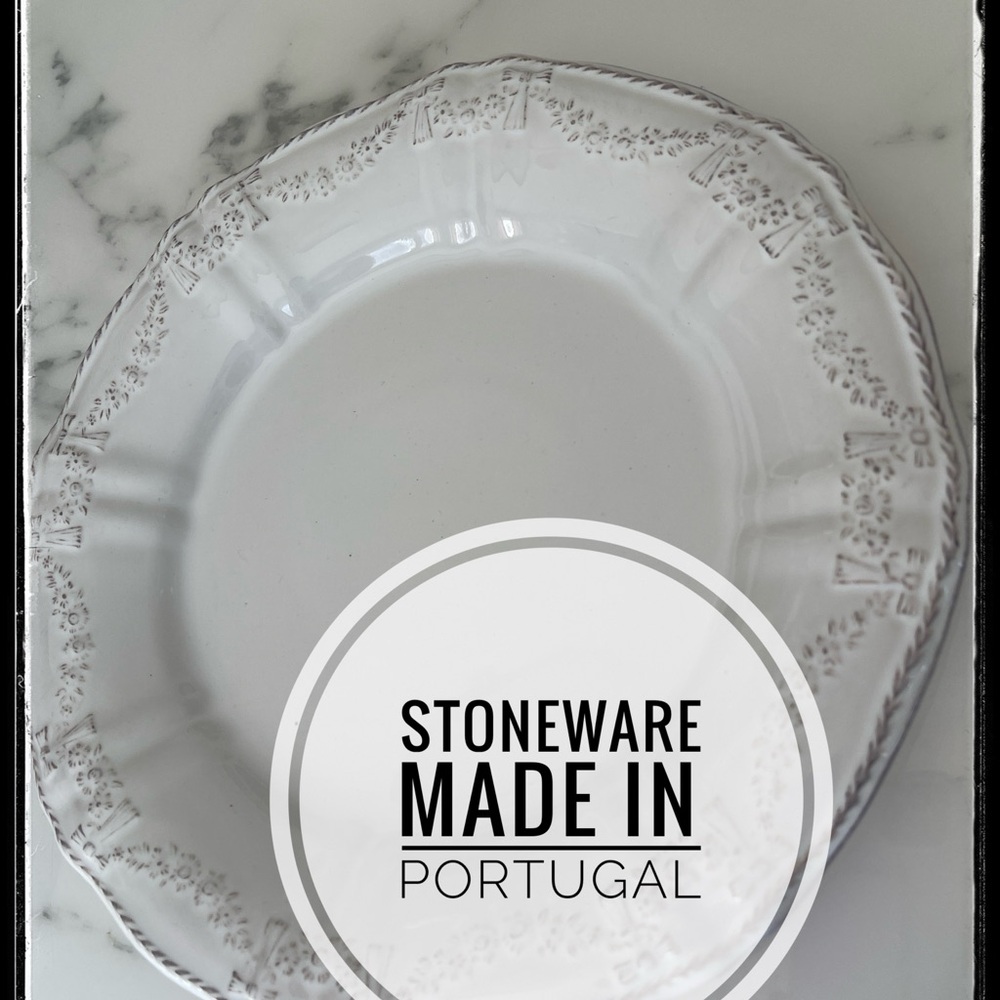 Grandma Core beautiful Classic White Stoneware Dinner Plate